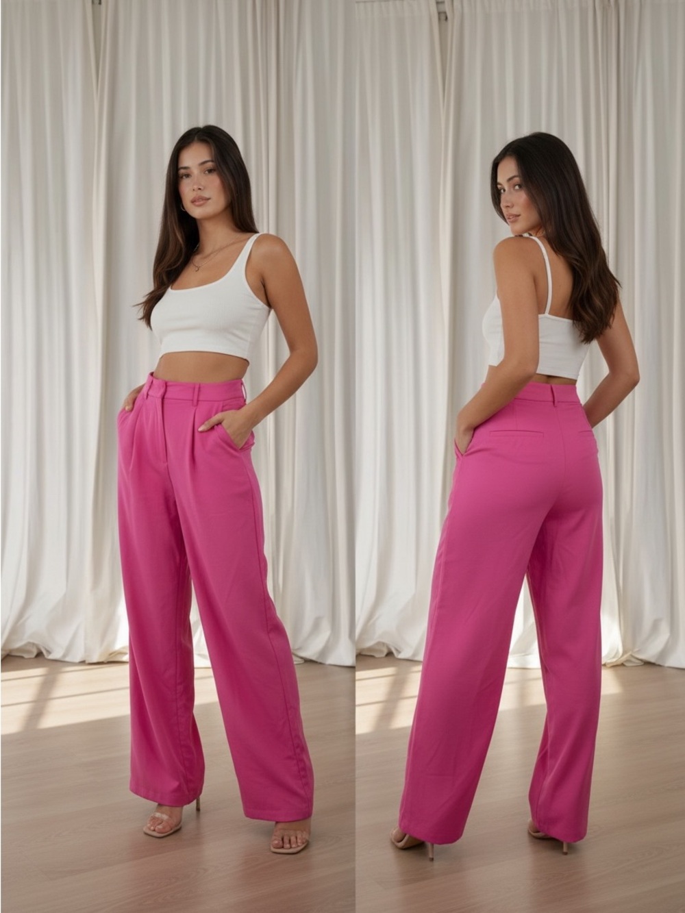 A new day Wide Leg High-Rise Pants in Bright Pink size 10
